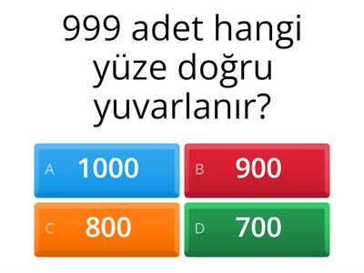 3. Sınıf En Yakın Yüzlüğe Yuvarlama