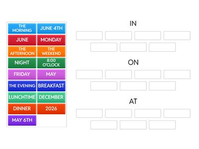 A1: PREPOSITIONS OF TIME
