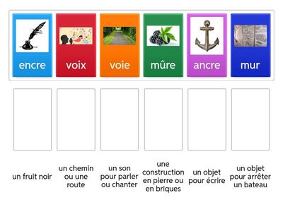 Relie chaque mot à la bonne définition