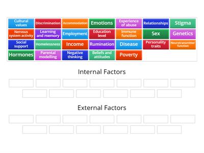 Internal and external factors influencing mental wellbeing