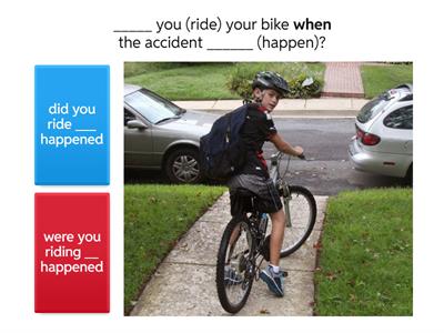 Past continuous and past simple with when