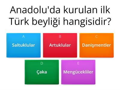 ANADOLU'DA KURULAN iLK TÜRK DEVLETLERİ