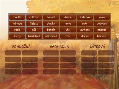 Podstatná jména pomnožná, hromadná, látková