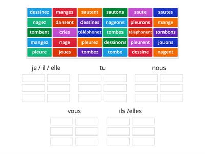 Présent Verbes reguliers - conjugaison