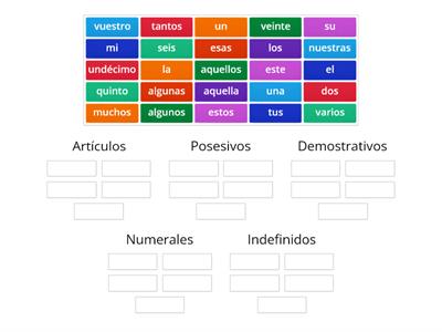 5º 6º  Determinantes. Clasifica los determinantes: