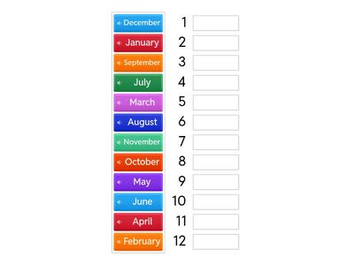 Months of the Year – Vocabulary Match Up – Basic