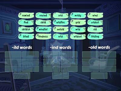 Wild Old Words Sort with suffixes