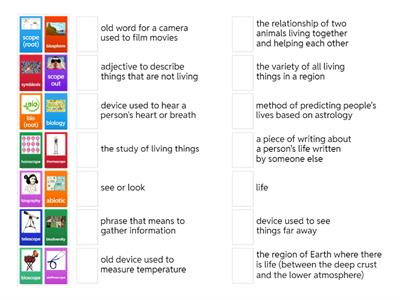 Root Word- bio and scope
