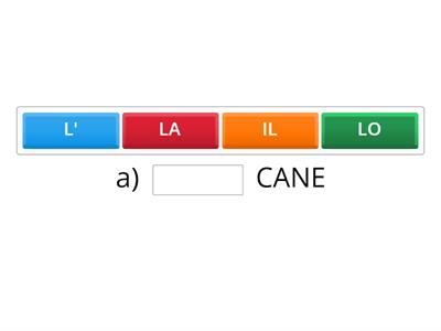 ARTICOLI DETERMINATIVI (solo singolare) 