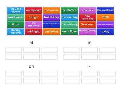 Optimise A2 prepositions