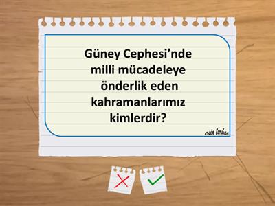 Ersin TURHAN ile İnkılap 3.Ünite Güney Cephesi