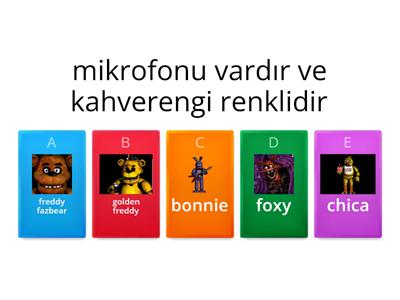 fnaf 1 karakterlerini tahmin et