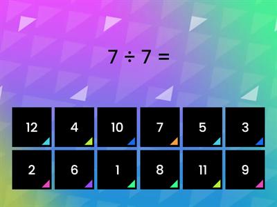 7 times table division facts