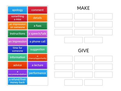 MAKE AND GIVE COLLOCATIONS