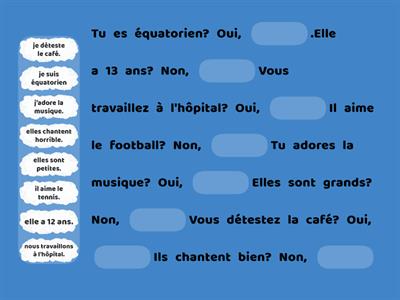 Questions et réponses être, avoir, verbes réguliers