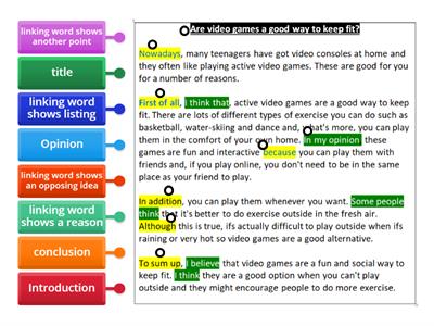  Connect the dots: Argumentative/ Opinion Essay 