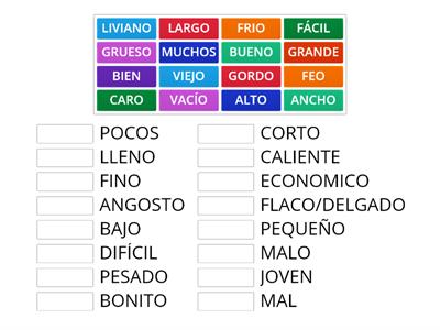 ADJETIVOS CONTRARIOS EN ESPAÑOL