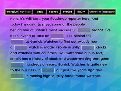 Roadmap B1 unit 4 Garrick watches