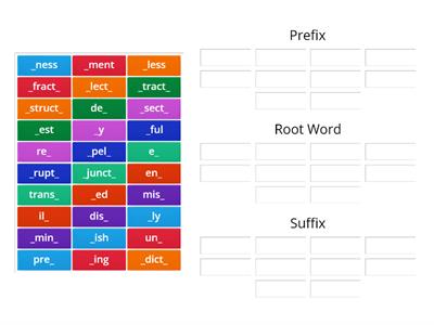 Prefix, Root Word, Suffix Sort