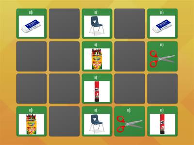 Classroom objects memory game