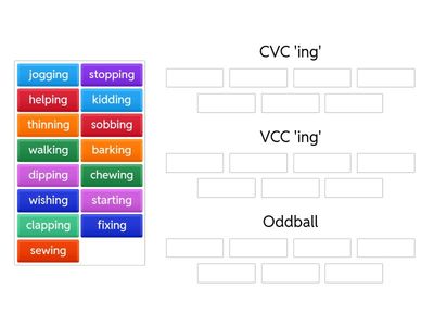 CVC and VCC 'ing' Wordwall