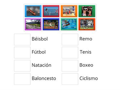 Relaciona cada imagen con el nombre del deporte. 