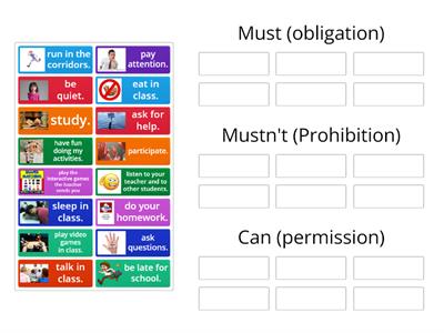 Must/ Mustn't/ Can- Classroom rules