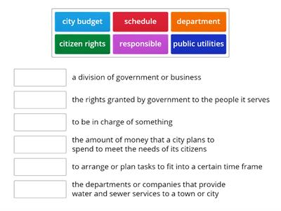 Out and About at City Hall Vocabulary