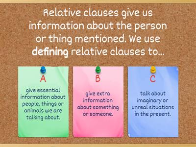 Relative Clauses : defining and non-defining summary