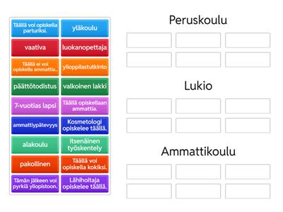 7B. Peruskoulu, ammattikoulu vai lukio? 