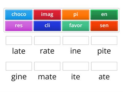 Terrence 10.1 syllable cards make words ate ite ine