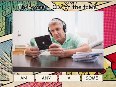 There is/are + A/AN/SOME/ANY