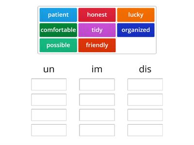 Discover English 5b negative prefixes group sort