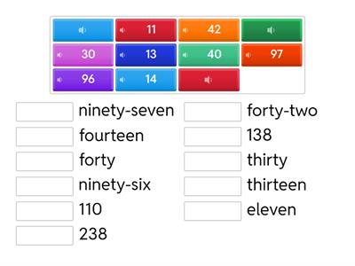 Matching Number Words
