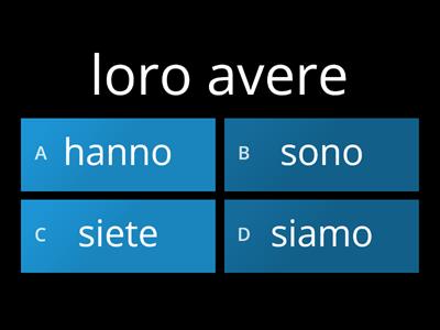 PRESENTE essere/avere/-are/-ere/-ire