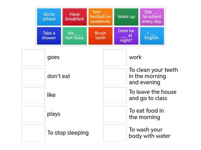 Daily Routines & Present Simple — Match Up Game