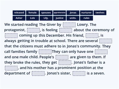 The Giver Chapter 1 Review