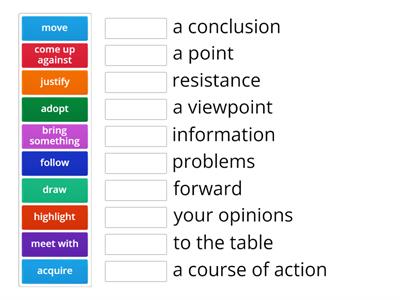 Decision making verb collocations