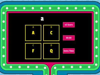 Alphabets (Lower case and upper case letters)