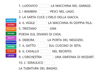  GRAMMATICA (2) : COMPLETA CON I VERBI GIUSTI