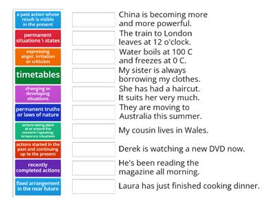 Spotlight 10 1C Matching tenses to the correct descriptions.