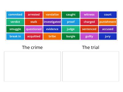 8A Crime vocab sort