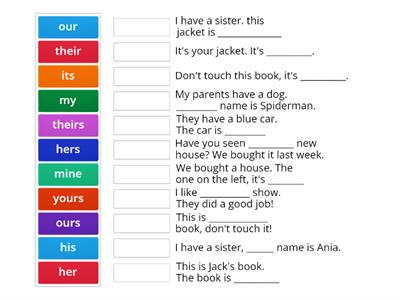 Possessive adjectives and possessive pronouns