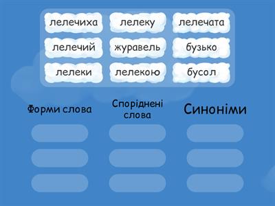 Форми слова, споріднені слова до синоніми до слова ЛЕЛЕКА