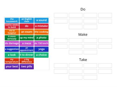 Make,do,take - Solutions Intermediate Unit 4E