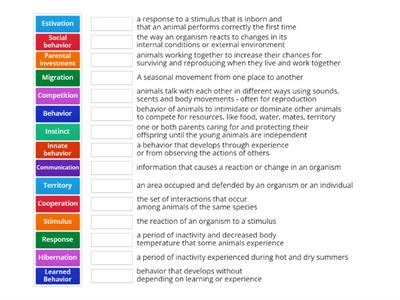 Animal Behavior Vocabulary