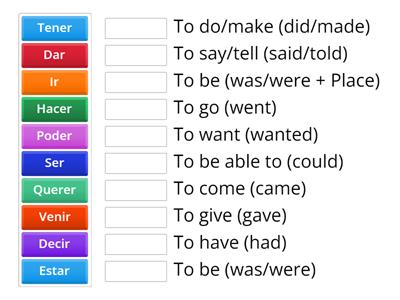Preterite Irregular Verbs 