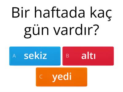 1. sınıf günler aylar