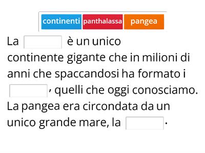 LA PANGEA E LA DERIVA DEI CONTINENTI