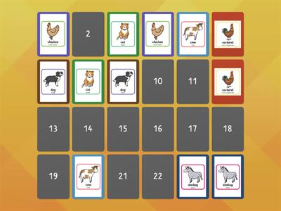 Memory Game Cute Farm Animals